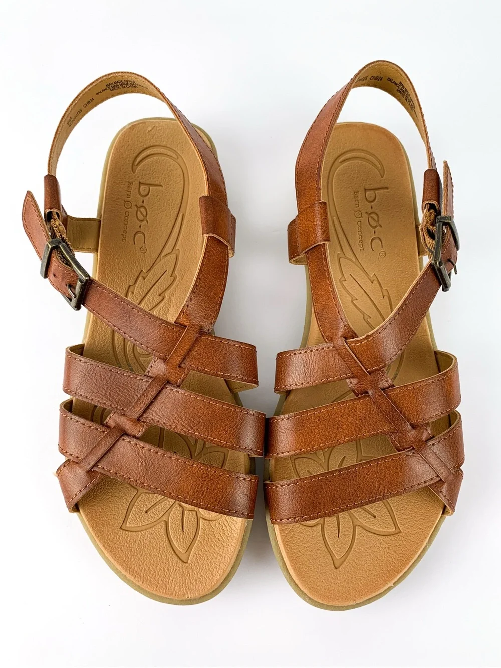 b.o.c. Born Concepts brown faux leather slingback sandals women’s size 9